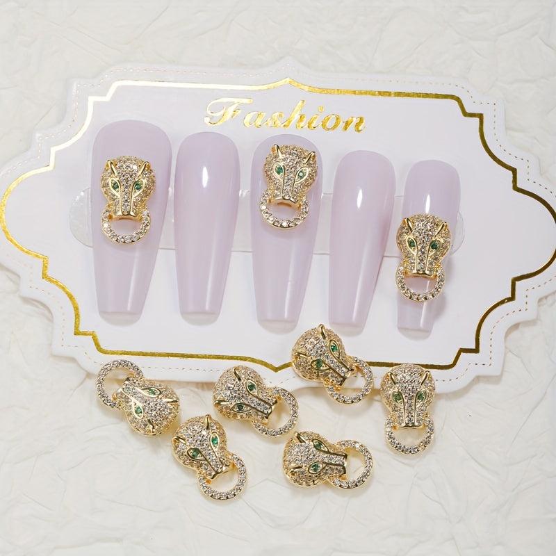 3D Alloy Leopard Head Nail Charms for Women DIY Nail Art