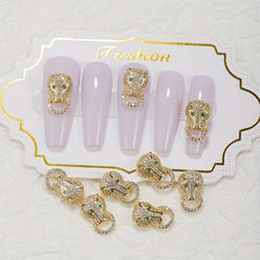 3D Alloy Leopard Head Nail Charms for Women DIY Nail Art