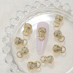 3D Alloy Leopard Head Nail Charms for Women DIY Nail Art