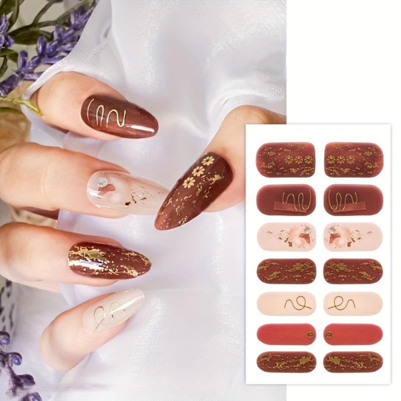 3D Nail Polish Stickers Self Adhesive Nail Decal Strips Full Cover Nail Stickers