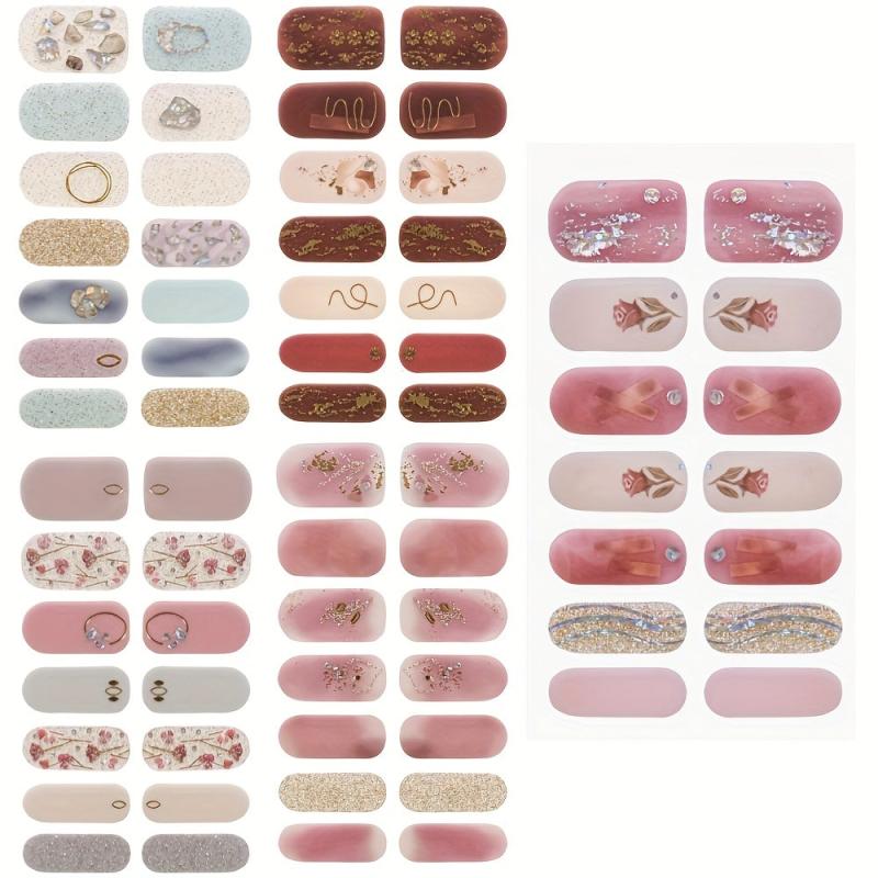 3D Nail Polish Stickers Self Adhesive Nail Decal Strips Full Cover Nail Stickers