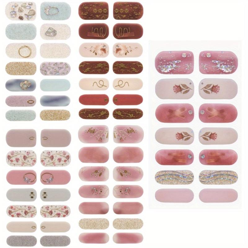 3D Nail Polish Stickers Self Adhesive Nail Decal Strips Full Cover Nail Stickers