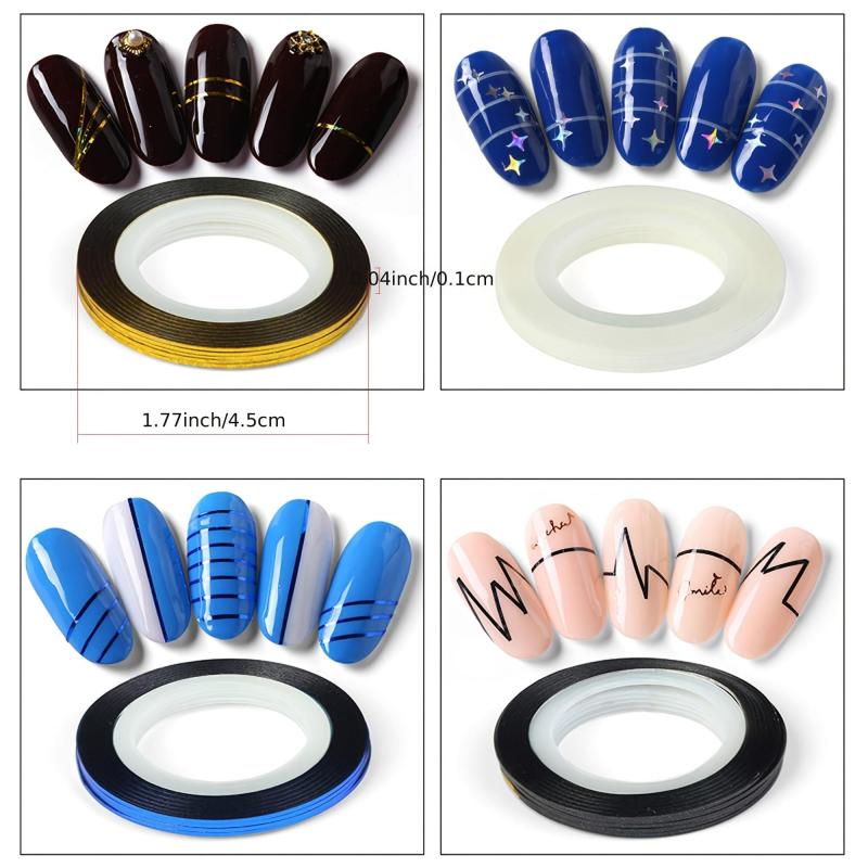 60 Colors Nail Striping Tape Line 2 Pcs Nail Tape Dispensers