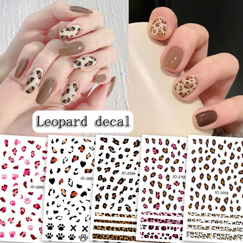 Leopard Sticker Nail Decals, Daisy Nail Decals