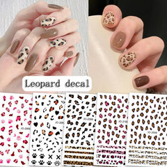 Leopard Sticker Nail Decals, Daisy Nail Decals