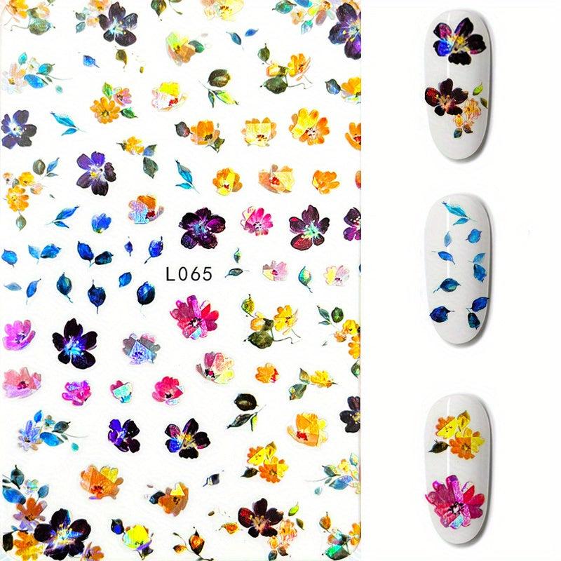 3D Floral Nail Art Stickers Self Adhesive Geometric Designs for Women & Girls