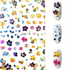 3D Floral Nail Art Stickers Self Adhesive Geometric Designs for Women & Girls