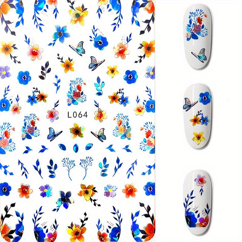 3D Floral Nail Art Stickers Self Adhesive Geometric Designs for Women & Girls