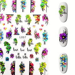 3D Floral Nail Art Stickers Self Adhesive Geometric Designs for Women & Girls