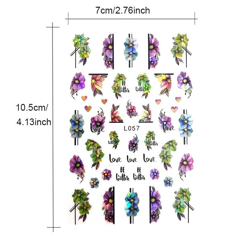 3D Floral Nail Art Stickers Self Adhesive Geometric Designs for Women & Girls