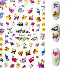 3D Floral Nail Art Stickers Self Adhesive Geometric Designs for Women & Girls