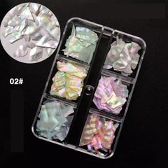 6 Colors Abalone Shell Slices for Nail Art DIY Shining Ocean Natural Flakes