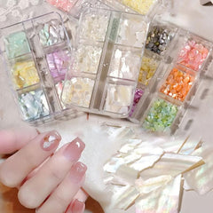 6 Colors Abalone Shell Slices for Nail Art DIY Shining Ocean Natural Flakes