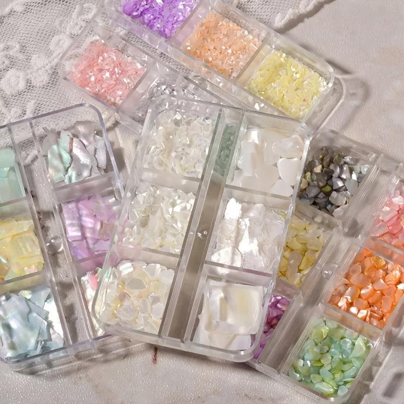 6 Colors Abalone Shell Slices for Nail Art DIY Shining Ocean Natural Flakes