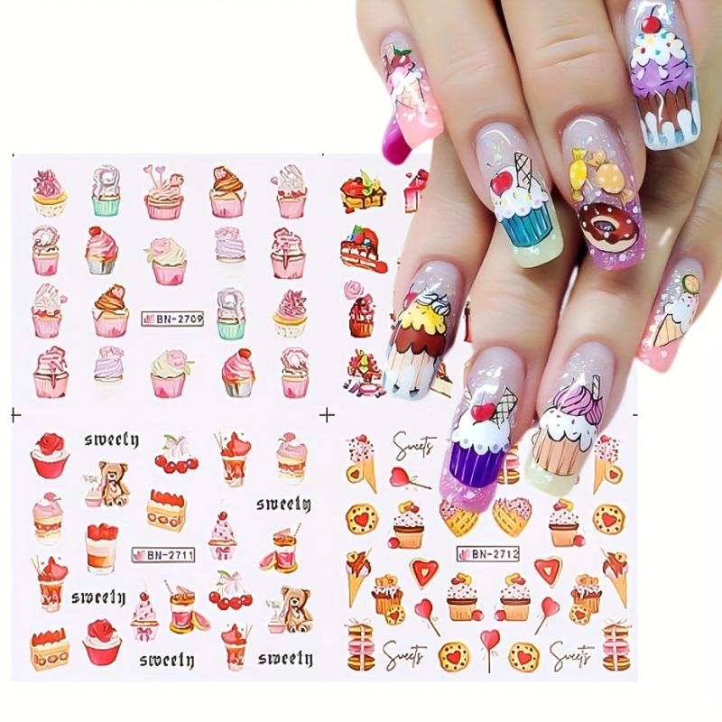 Desserts Nail Art Water Transfer Decals Cartoon Sliders