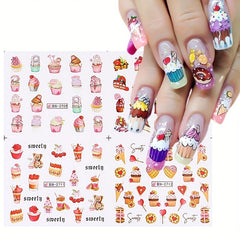 Desserts Nail Art Water Transfer Decals Cartoon Sliders