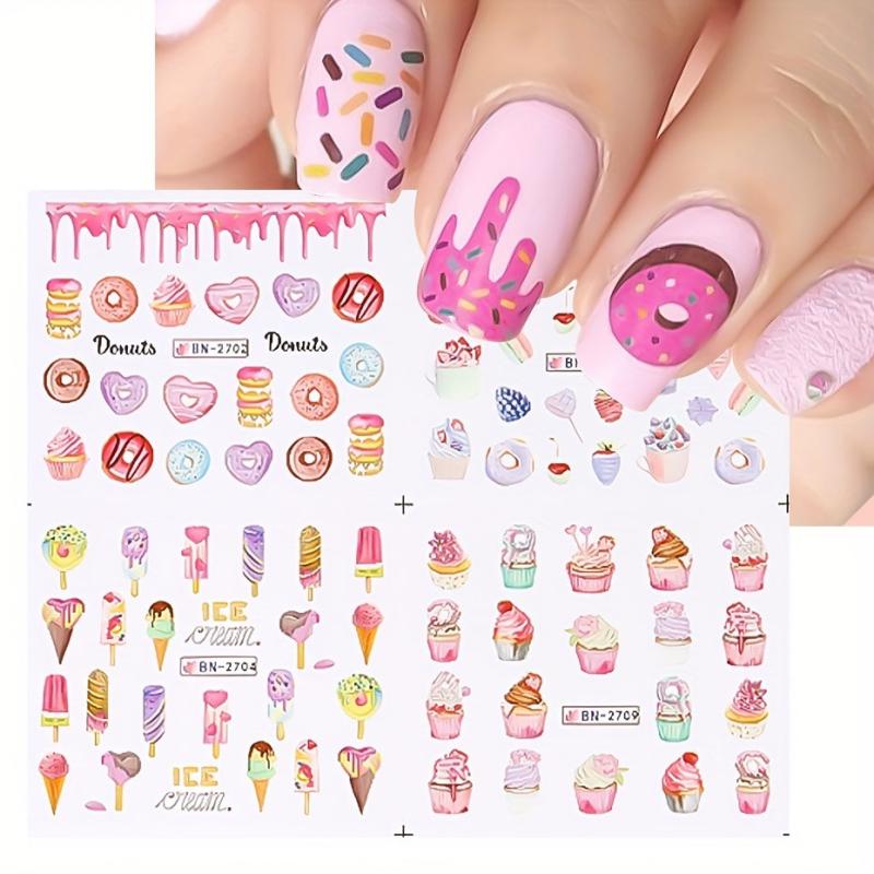 Desserts Nail Art Water Transfer Decals Cartoon Sliders