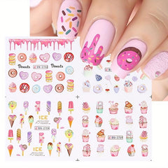 Desserts Nail Art Water Transfer Decals Cartoon Sliders