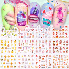 Desserts Nail Art Water Transfer Decals Cartoon Sliders
