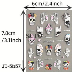 3D Halloween Nail Art Stickers Self Adhesive Nail Decals
