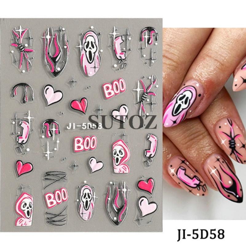 3D Halloween Nail Art Stickers Self Adhesive Nail Decals
