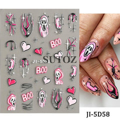 3D Halloween Nail Art Stickers Self Adhesive Nail Decals