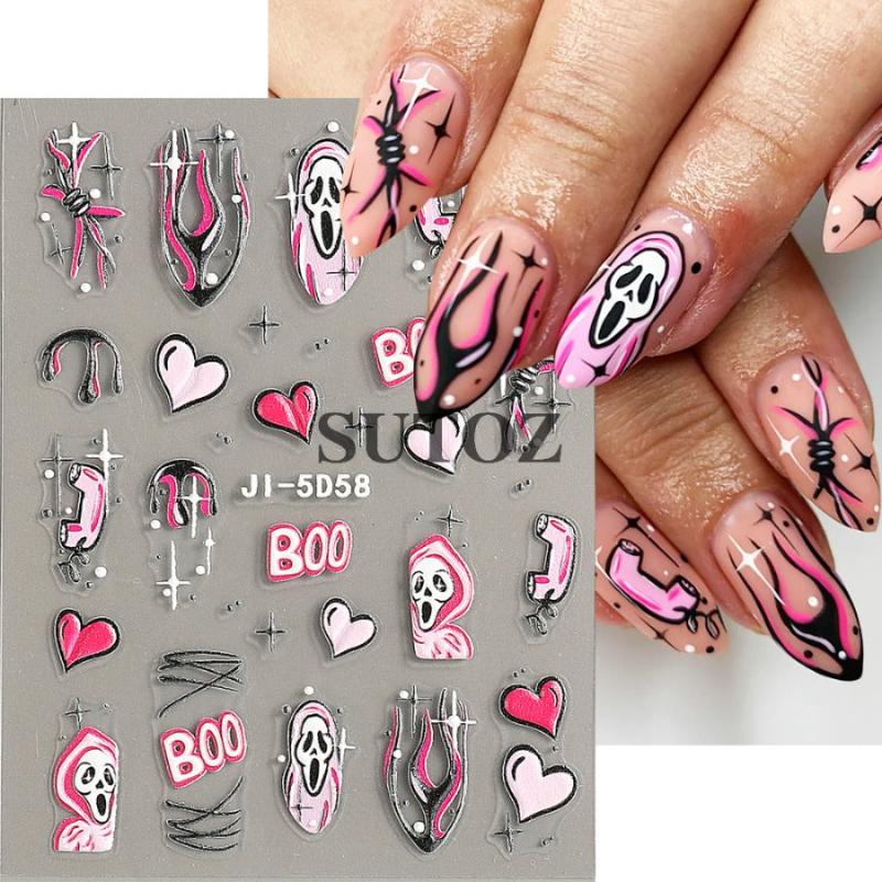 3D Halloween Nail Art Stickers Self Adhesive Nail Decals