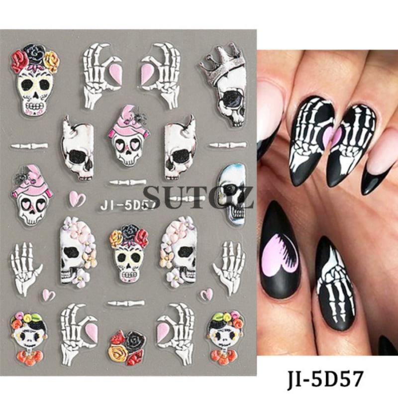 3D Halloween Nail Art Stickers Self Adhesive Nail Decals