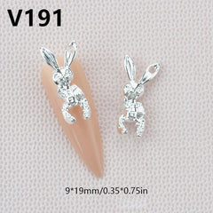 2pcs Alloy Bunny Nail Art Charms for DIY or Nail Salon