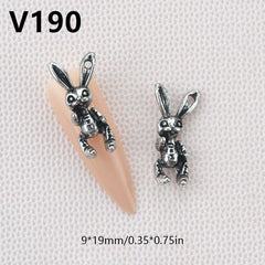 2pcs Alloy Bunny Nail Art Charms for DIY or Nail Salon