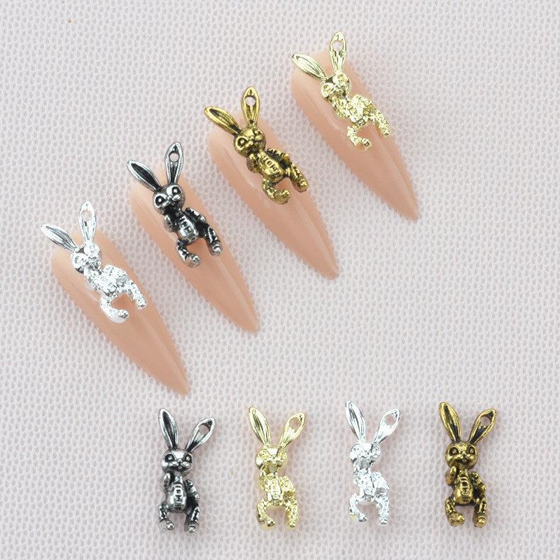 2pcs Alloy Bunny Nail Art Charms for DIY or Nail Salon