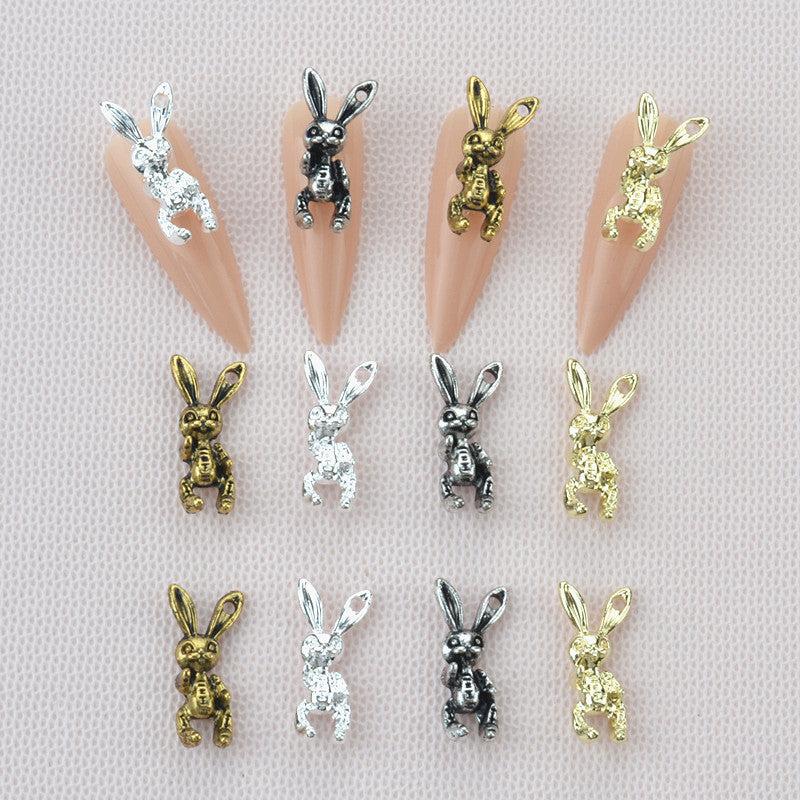 2pcs Alloy Bunny Nail Art Charms for DIY or Nail Salon