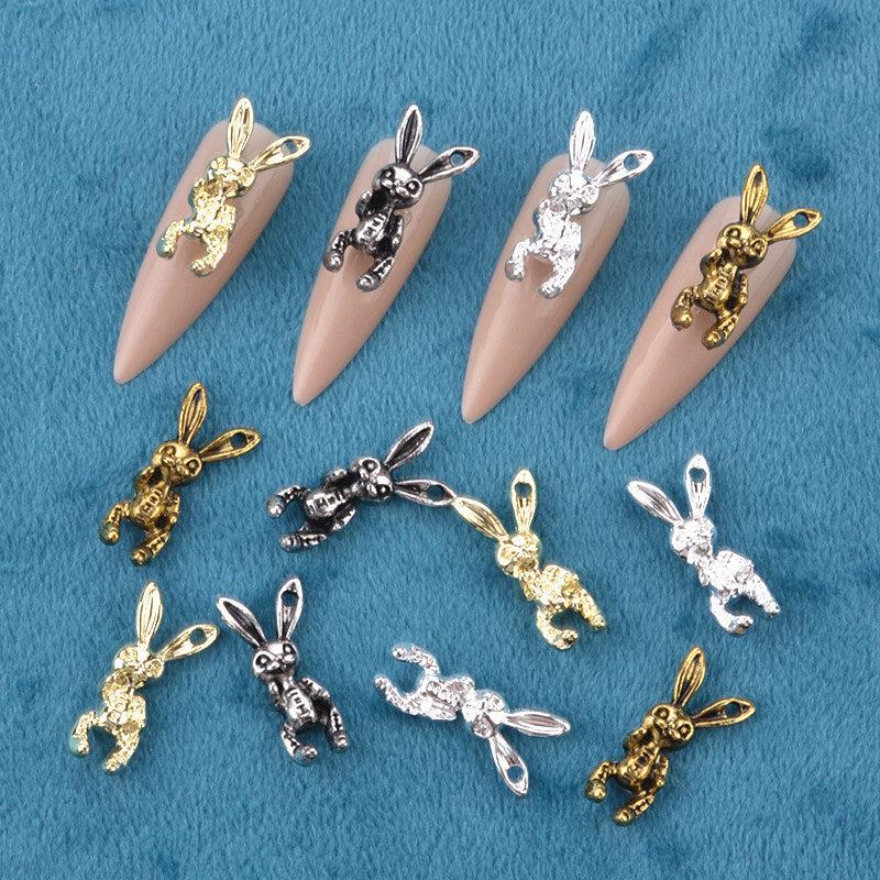 2pcs Alloy Bunny Nail Art Charms for DIY or Nail Salon