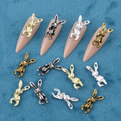 2pcs Alloy Bunny Nail Art Charms for DIY or Nail Salon