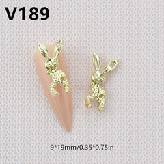 2pcs Alloy Bunny Nail Art Charms for DIY or Nail Salon