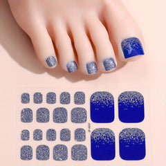 Glitter Toe Nail Stickers Full Nail Wraps Self Adhesive Toenail Polish Strips