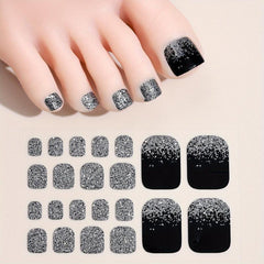 Glitter Toe Nail Stickers Full Nail Wraps Self Adhesive Toenail Polish Strips