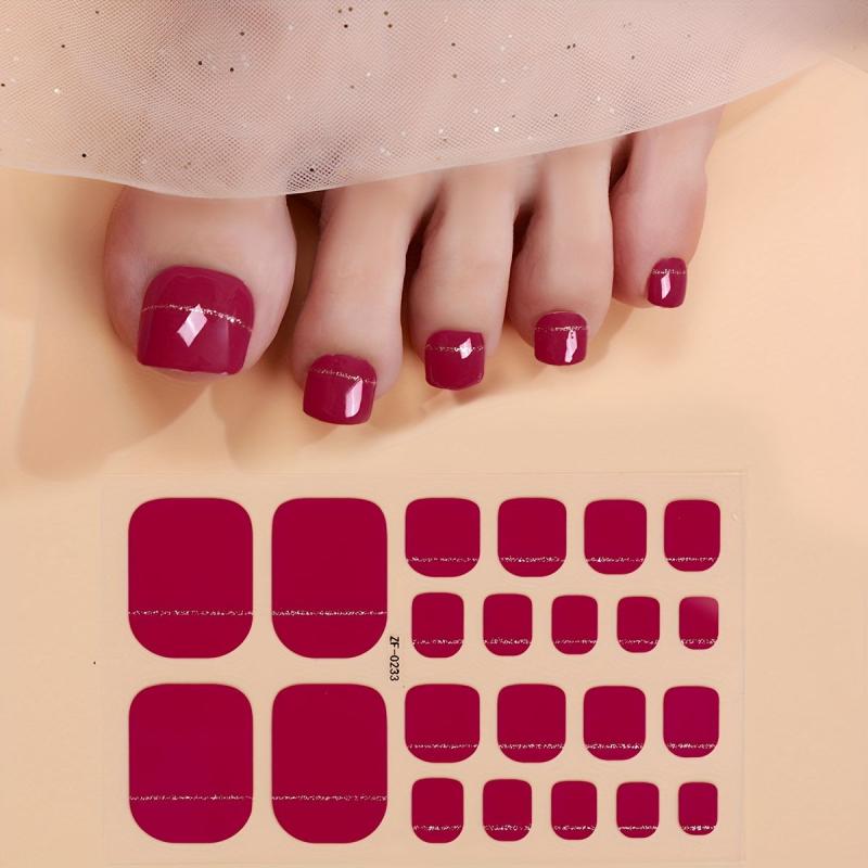 Glitter Toe Nail Stickers Full Nail Wraps Self Adhesive Toenail Polish Strips