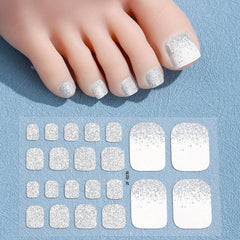 Glitter Toe Nail Stickers Full Nail Wraps Self Adhesive Toenail Polish Strips