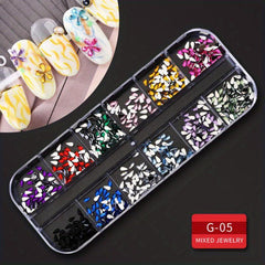 Golden Nail Charms with Sparkling Crystals & Rhinestones for DIY Nails