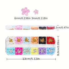 Golden Nail Charms with Sparkling Crystals & Rhinestones for DIY Nails