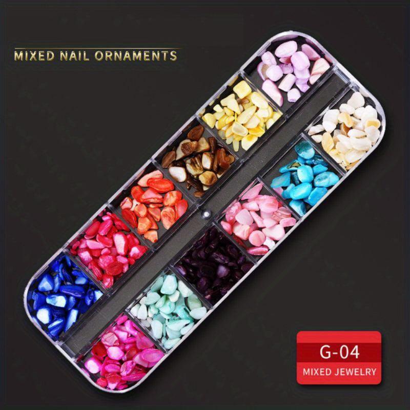 Golden Nail Charms with Sparkling Crystals & Rhinestones for DIY Nails