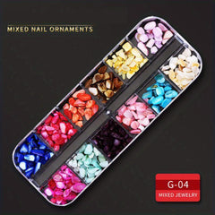 Golden Nail Charms with Sparkling Crystals & Rhinestones for DIY Nails