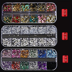 Golden Nail Charms with Sparkling Crystals & Rhinestones for DIY Nails