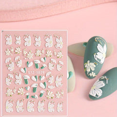 5D Embossed Acrylic DIY Flower Nail Sticker - Camellia Flower