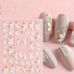 5D Embossed Acrylic DIY Flower Nail Sticker - Camellia Flower
