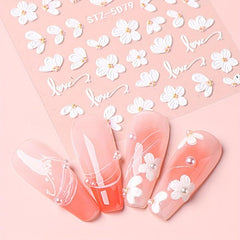 5D Embossed Acrylic DIY Flower Nail Sticker - Camellia Flower