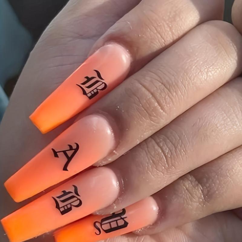 Gothic Letter Golden Alphabet Adhesive Nail Stickers