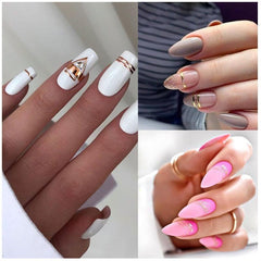 3D Rose Golden Striping Tape Nail Art for Geometric Designs