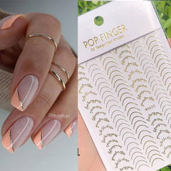 3D Rose Golden Striping Tape Nail Art for Geometric Designs